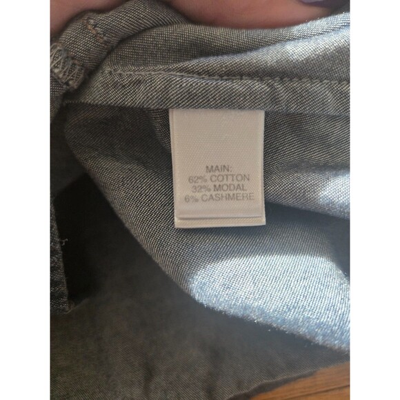 St John Cotton & Cashmere Denim Chambray Long Sleeve Button Down Shirt Size 8 - Picture 5 of 7